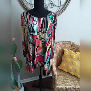 Travel Elements Vibrant Abstract Women's Tunic Top